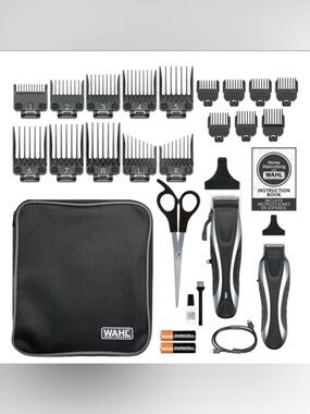 Wahl Black and Silver Men’s Grooming Kit with Guide Combs